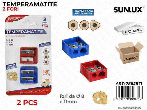 Sunlux - Bl. Temperamatite 2Fori 2Pcs Col. Ass. /Pz Da 12** 7882871