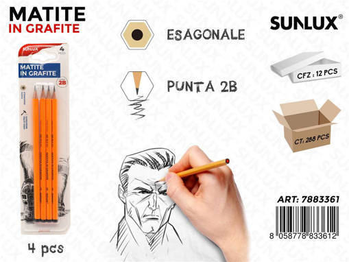 Sunlux - Bl. Matite In Grafite 2B 4Pcs /Pz Da 12** 7883361