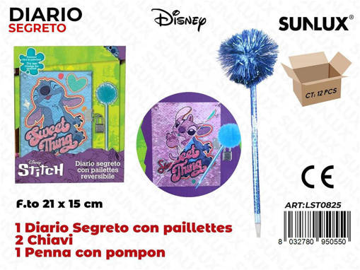 Sunlux - Diario Segreto Stitch Paillettes C/Penna /Pz Da 12** 8095055