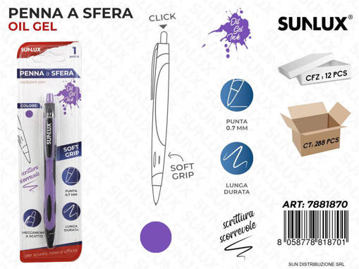 Sunlux - Bl. Penna A Sfera Click Ad Olio Viola 0.7Mm /Pz Da 12** 7881870