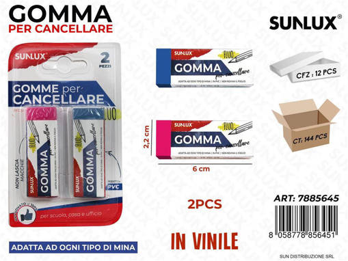 Sunlux - Gomma Per Cancellare Fluo 2Pcs 6*2.2Cm /Pz Da 12** 7885645