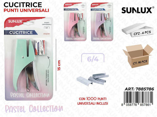 Sunlux - Cucitrice C/ Punti Univ. Col. Pastel 15Cm /Pz Da 6** 7885786