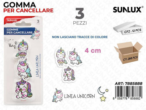 Sunlux - Gomma Per Cancell. L.Unicorn 3Pcs 4Cm /Pz Da 12** 7885888