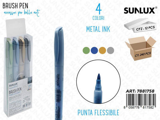 Sunlux - Ast. Brush Pen 4Pcs Col. Ass Metal /Pz Da 12** 7881758
