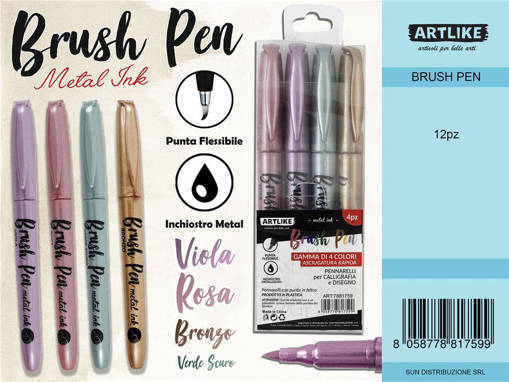 Sunlux - Ast. Brush Pen 4Pcs Col. Ass Metal /Pz Da 12** 7881759