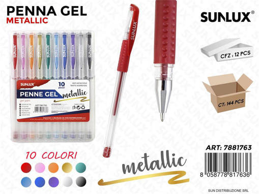 Sunlux - Penne Gel Col. Metallic Ass. 10Pcs /Pz Da 12** 7881763