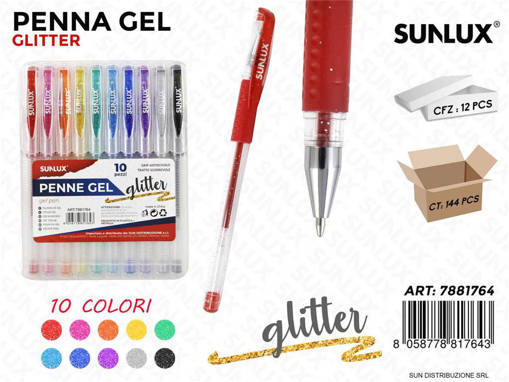 Sunlux - Penne Gel Col. Glitter Ass. 10 Pcs /Pz Da 12** 7881764
