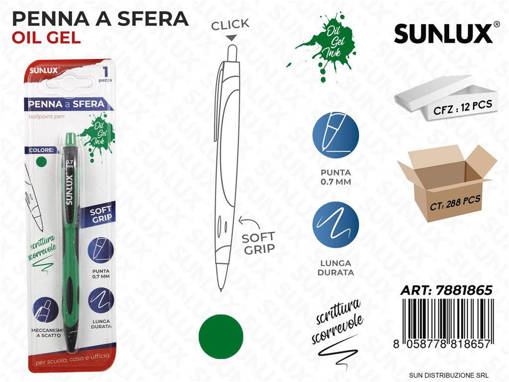 Sunlux - Bl. Penna A Sfera Click Ad Olio Verde 0.7Mm /Pz Da 12** 7881865