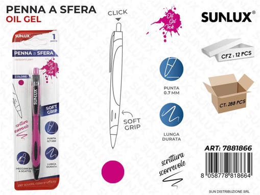 Sunlux - Bl. Penna A Sfera Click Ad Olio Fucsia 0.7Mm /Pz Da 12** 7881866
