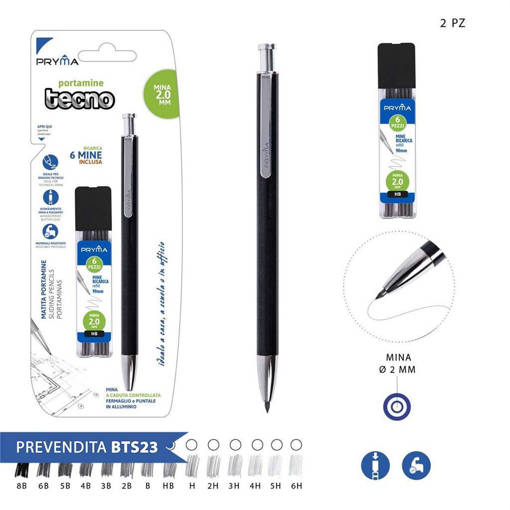 Pryma Portamine Met.Tecno+Ric. 6 Mine Hb 2Mm Bl. 0211058