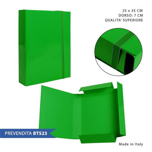 Pryma Cartella 3/L Elast.Piatto D7 25X35Cm Verde 0212499