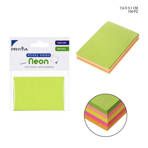 Pryma Stick Notes Neon 76X51Mm 100Ff Bl. 0144613