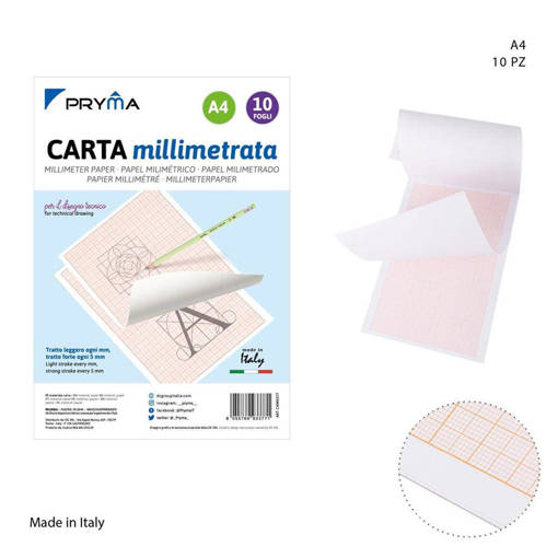 Pryma Blocco Carta Millimetrata 21X29.7Cm A4 10Ff 0223143
