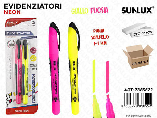 Sunlux - Bl. Evidenziatori Ass. Neon 1-4Mm 2Pcs /Pz Da 12** 7883622