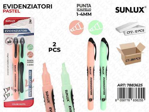 Sunlux - Bl. Evidenziatori Ass. Pastel 1-4Mm 2Pcs /Pz Da 12** 7883625