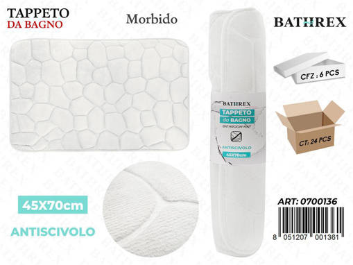Bathrex Tappeto Da Bagno 45*75Cm Bianco
