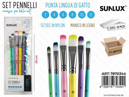 Sunlux - Set Di Pennelli Artistici Mis. 2-6-10-12-8-4 6Pcs /Pz Da 12** 7870344