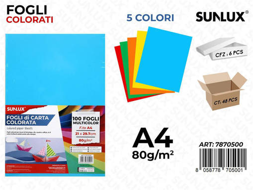 Sunlux - Carta Colorata 100Psc /Pacco /Pz Da 6** 7870500