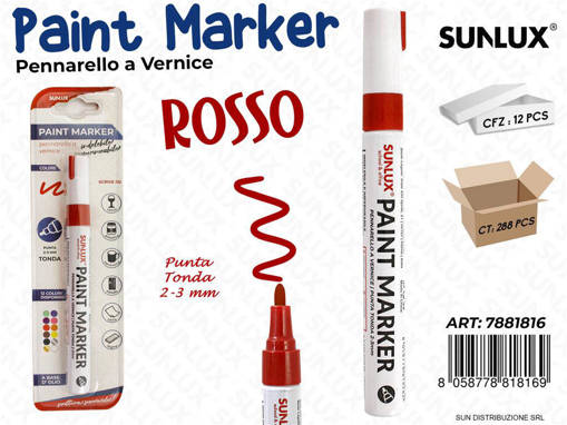 Sunlux - Bl. Pennarello A Vernice Rosso 2-3Mm  7881816