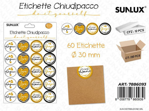 Etichette Chiudipacco D.30Mm 60Pcs Ass. /Pz Da 12**