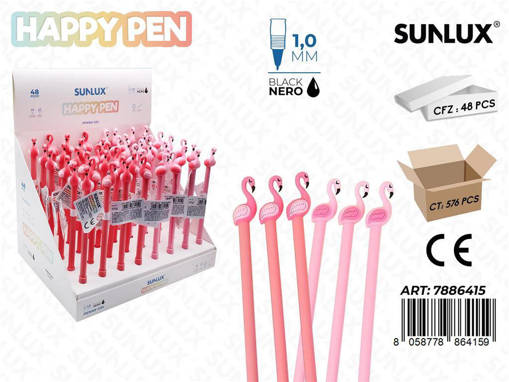 Sunlux - Happy Pen Gel Nero 1.0Mm Flamingo /Pz Da 48** 7886415
