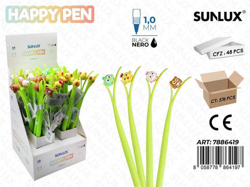 Sunlux - Happy Pen Gel Nero 1.0Mm Uccelli /Pz Da 48** 7886419