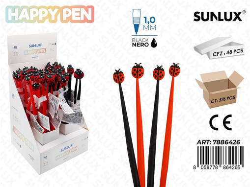 Sunlux - Happy Pen Gel Nero 1.0Mm Coccinella /Pz Da 48** 7886426
