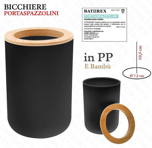 Bathrex L.Bambu' Portaspazzolino Nero