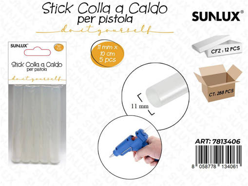 Sunlux Stick Colla A Caldo 5Pcs 10Cm*11Mm /Pz Da 12**