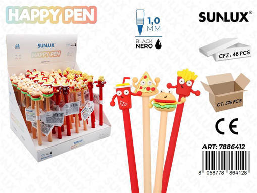 Sunlux - Happy Pen Gel Nero 1.0Mm Cibo /Pz Da 48** 7886412