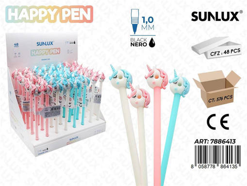 Sunlux - Happy Pen Gel Nero 1.0Mm Unicorn /Pz Da 48** 7886413