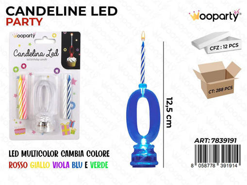 Wooparty Candeline Led Multicolor N.0 12.5Cm Pz Da 12**