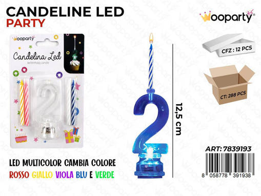 Wooparty Candeline Led Multicolor N.2 12.5Cm Pz Da 12**