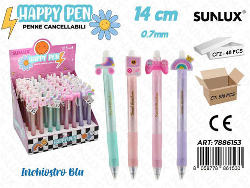 Sunlux - Sunlux Happy Pen Cancellabili Blu Ass. 0.7Mm /Pz Da 48** 7886153