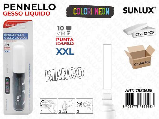 Sunlux - Bl. Pennarello Xxl Gesso Liqu. Bianco Neon /Pz Da 12** 7883658