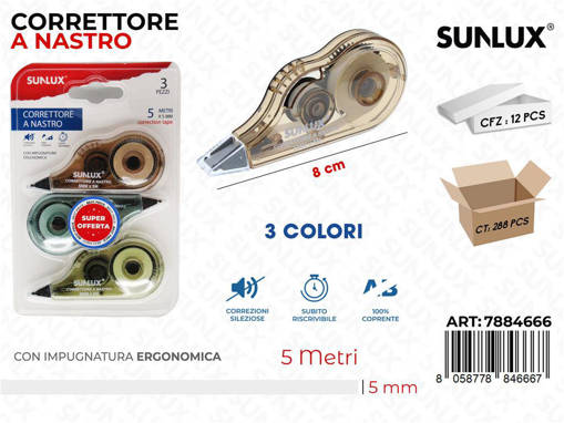 Sunlux - Bl. Correttore A Nastro 3Pcs 5Mm*5Mt /Pz Da 12** 7884666