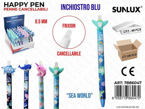 Sunlux - Esp.1PZ Penne Cancell. Blu Sea World Ass. 0.5Mm/ Pz Da 48** 7886047