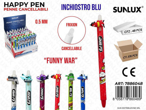 Sunlux - Esp. Penne Cancell. Blu Funny War Ass. 0.5Mm/ Pz Da 48** 7886048