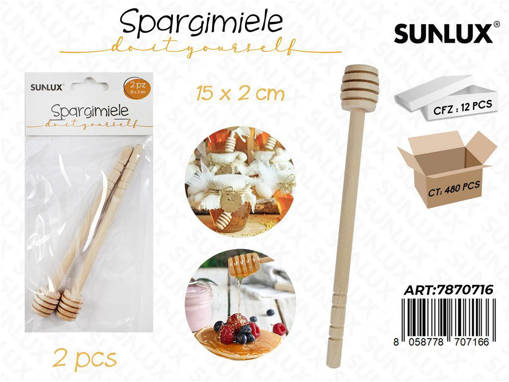 Spargimiele In Legno 2Pcs 15*2Cm /Pz Da 12**