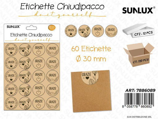 Etichette Chiudipacco D.30Mm 60Pcs Ass. /Pz Da 12**