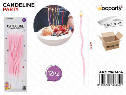 WOOPARTY CANDELINE ROSA 12PCS 15CM /PZ DA 12**