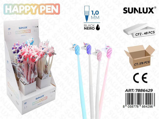 Sunlux - Happy Pen Gel Nero 1.0Mm Unicorn /Pz Da 48** 7886429
