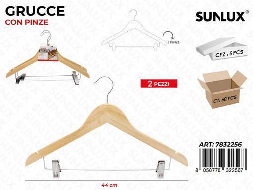 Sunlux Grucce In Legno C/ Pinze 44Cm 