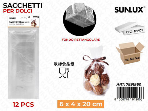 Sunlux Sacchetto Per Dolci 12Pcs 6*4*20Cm