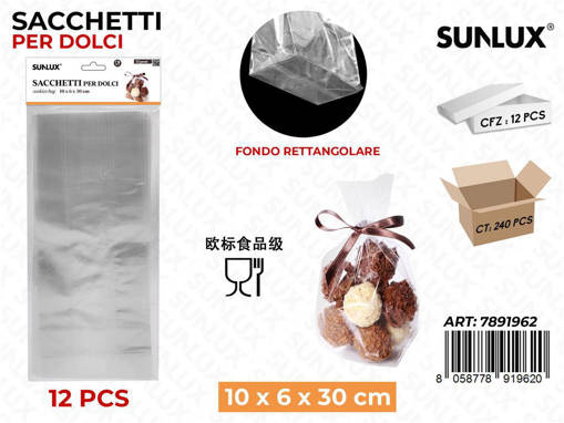 Sunlux Sacchetto Per Dolci 12Pcs 10*6*30Cm