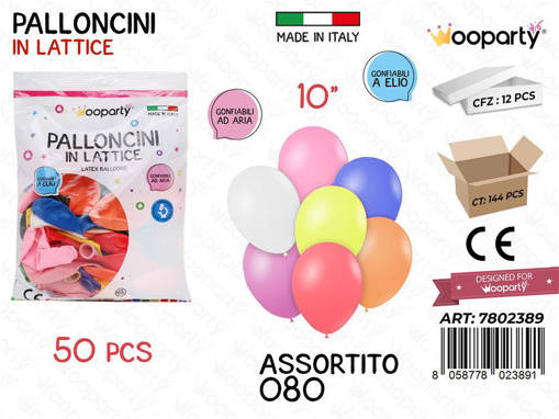 Wooparty / Palloncini Lattice Ass. 10'' 50Pcs /Pz Da 12**