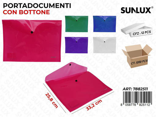 Sunlux - Busta C/Bottone Colore A4 33.2*25.8 Cm/Pz Da 12* 7882511