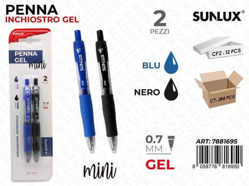 Sunlux - Penna A Scatto Gel Mini Col. Ass. 0.7Mm 2Pcs /Pz Da 12** 7881695