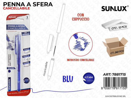 Sunlux - Bl. Penna Cancellabile Ricar. Blu /Pz Da 12** 7881715