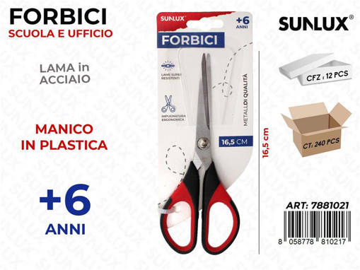 Sunlux - Forbici Scuola*Ufficio In Acciaio 16.5Cm /Pz Da 12** 7881021